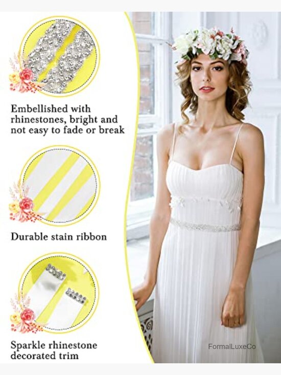 3 Rhinestone Bridal Belts Sashes for Wedding Formal Evening Dress main image 5